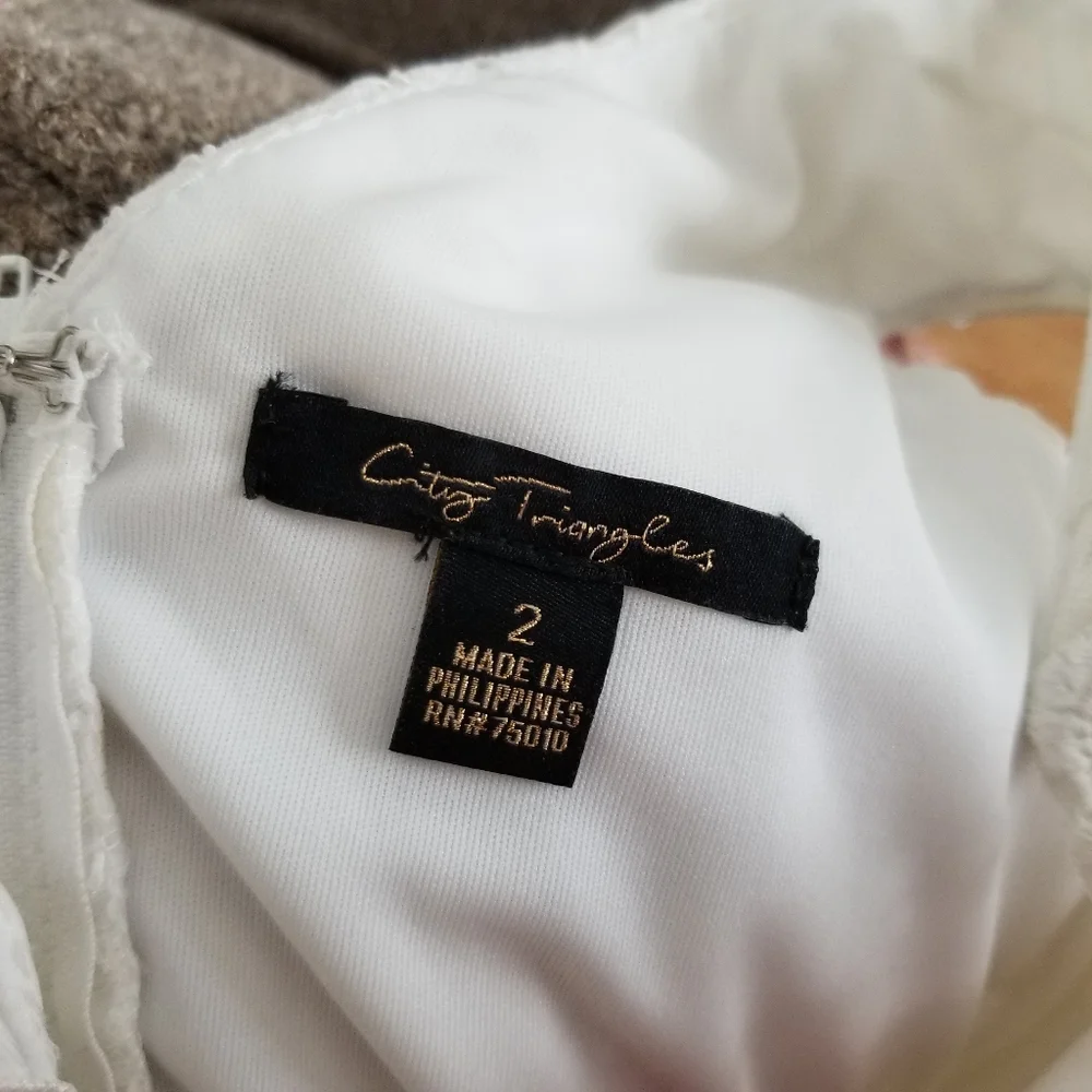 City Triangles White Lace Illusion High Low Dress - Picture 6 of 10